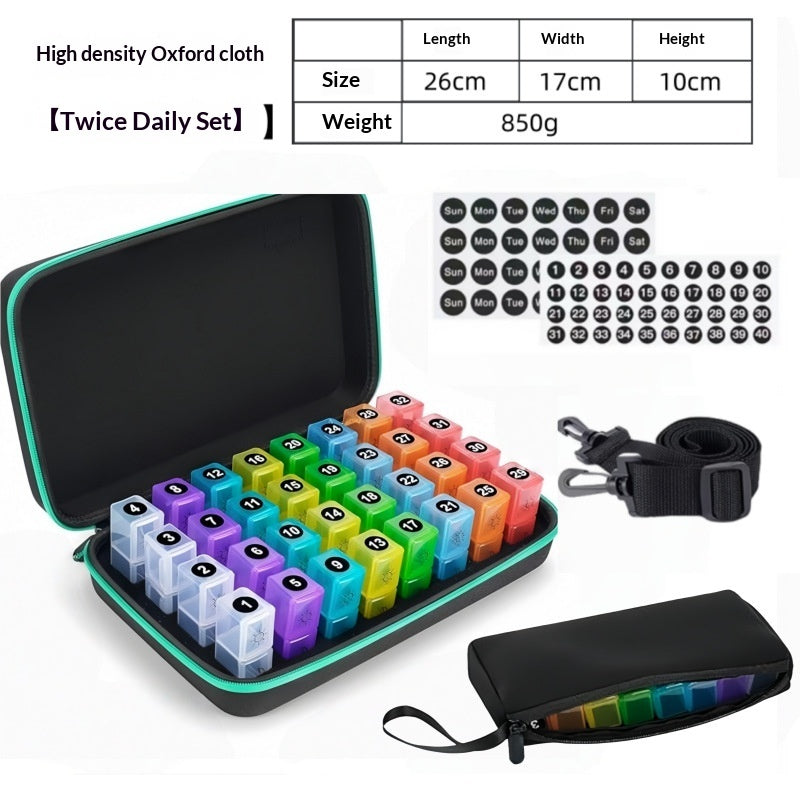 31-day Monthly Pill Organizer With 31 Compartments Waterproof Leather